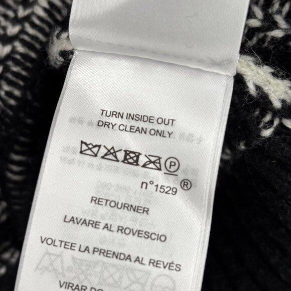 Ralph Lauren Fringe Sweater Size M Black White Buffalo Plaid Wool Blend - Picture 10 of 11